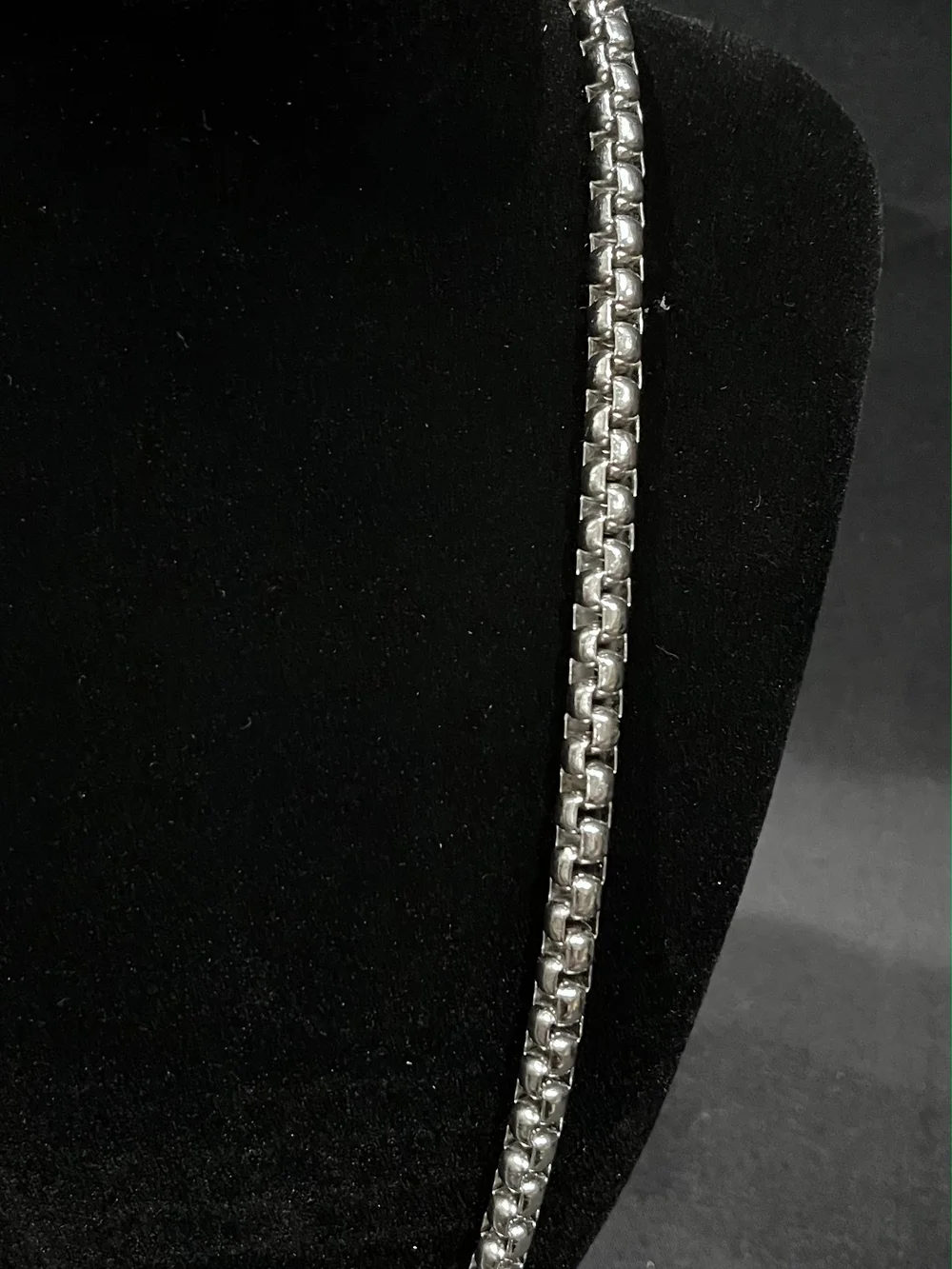 Classic Silver-Tone Hollow Box Chain Necklace Stainless Steel